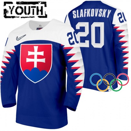 Dresovi Slovačka Juraj Slafkovsky 20 2022 Winter Olympics Navy Authentic - Dječji Dresovi Slovačka Juraj Slafkovsky 20 2022 Winter Olympics Navy Authentic - Dječji
